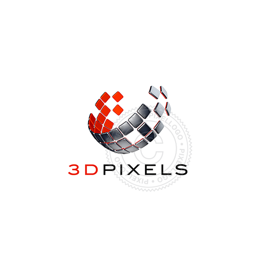 Pixel Logo - Pixel Globe 3D logo - online logo design - Pixellogo