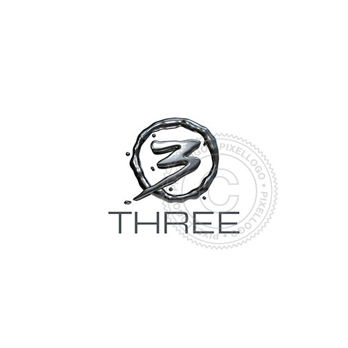 3D text logo - Liquid Metal Number 3 Logo | Pixellogo