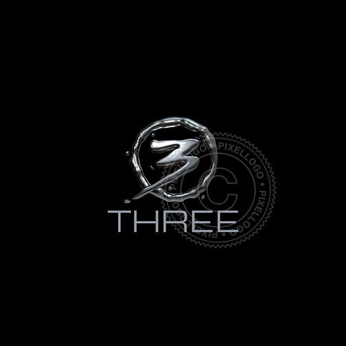 3D text logo 3 - Chrome Liquid 3D 3 Logo | Pixellogo