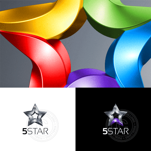 5 Star 3D logo - color star | Pixellogo