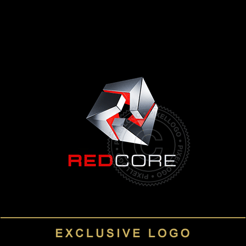 3D Metal Box - Red Core Logo - Pixellogo