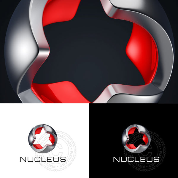 Nucleus 3D Metal Logo - Pixellogo