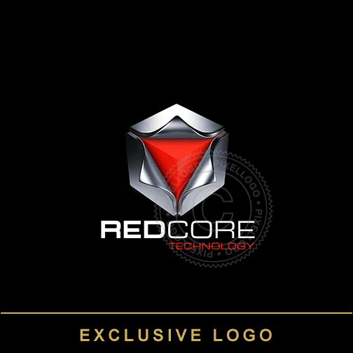 3D Steel Box - Red Core Logo - Pixellogo