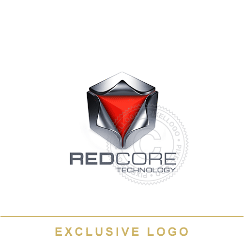 3D Steel Box - Red Core Logo - Pixellogo
