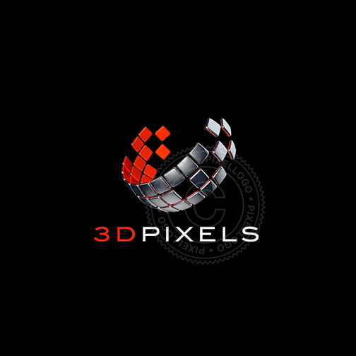 Pixel Logo - Pixel Globe 3D logo - online logo maker - Pixellogo