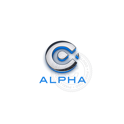 3D Alpha letter Logo - Chrome Alpha letter concept  | Pixellogo