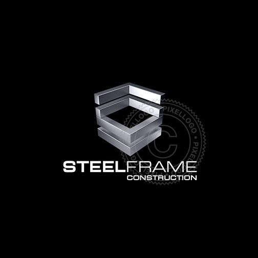 Steel construction 3D logo - 3D modular steel frame and welding logo | Pixellogo