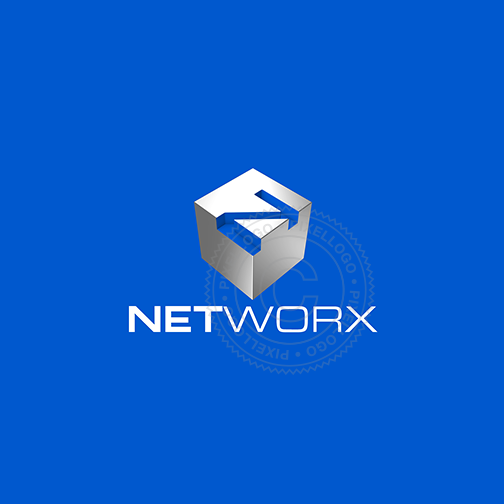 3D Network Logo - White Box with N