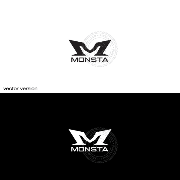 Monster M 3D Logo - Pixellogo
