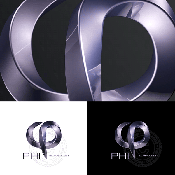 3D Phi Logo - Pixellogo