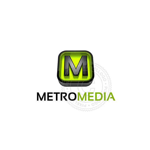 M 3D Logo - Electric green 3D M Logo Design