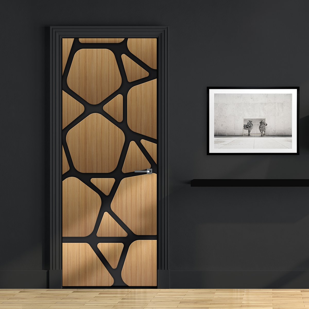 Futuristic Wood Door Mural design - DoorTouch