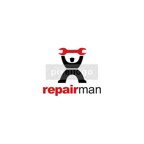 Repairman - Man Holding Wrench - Pixellogo