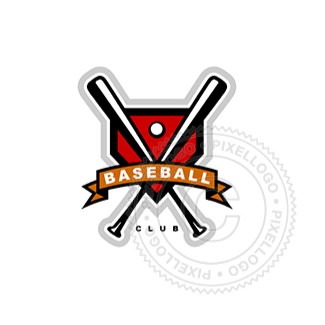 Baseball Logo - Home base with bats - Pixellogo