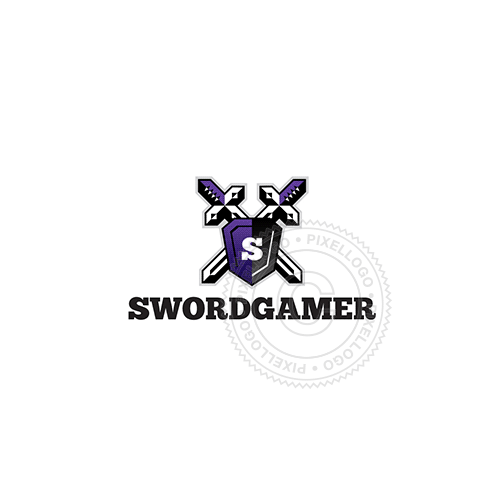 Sword Game Shield Badge - Pixellogo