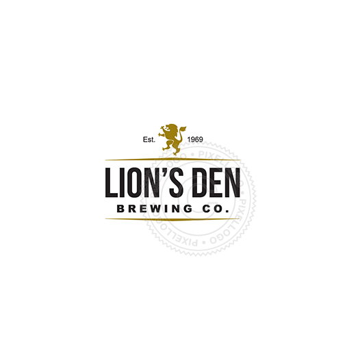 Brewing Company lion Logo - Gold lion signage | Pixellogo