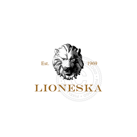 Lion Logo, 3D lion head - Lion Head Engraved Logo - Pixellogo