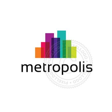 City Logo - Rainbow skyline logo design - Pixellogo