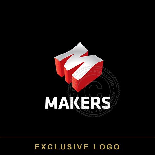 M 3D Logo - vector logo - Pixellogo